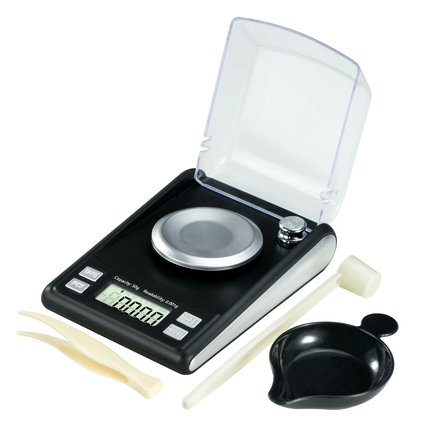 Milligram scale 50/0.001g with 20g weightmicro scale, powder scale for powdered medicines, precision scale for reloading