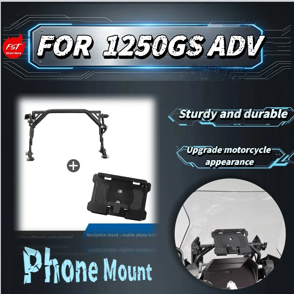 For R1200GS R1250GS ADV Motorcycle Navigation Bracket Reinforced Windshield Mount Crossbar With Phone Holder Assembly Kit