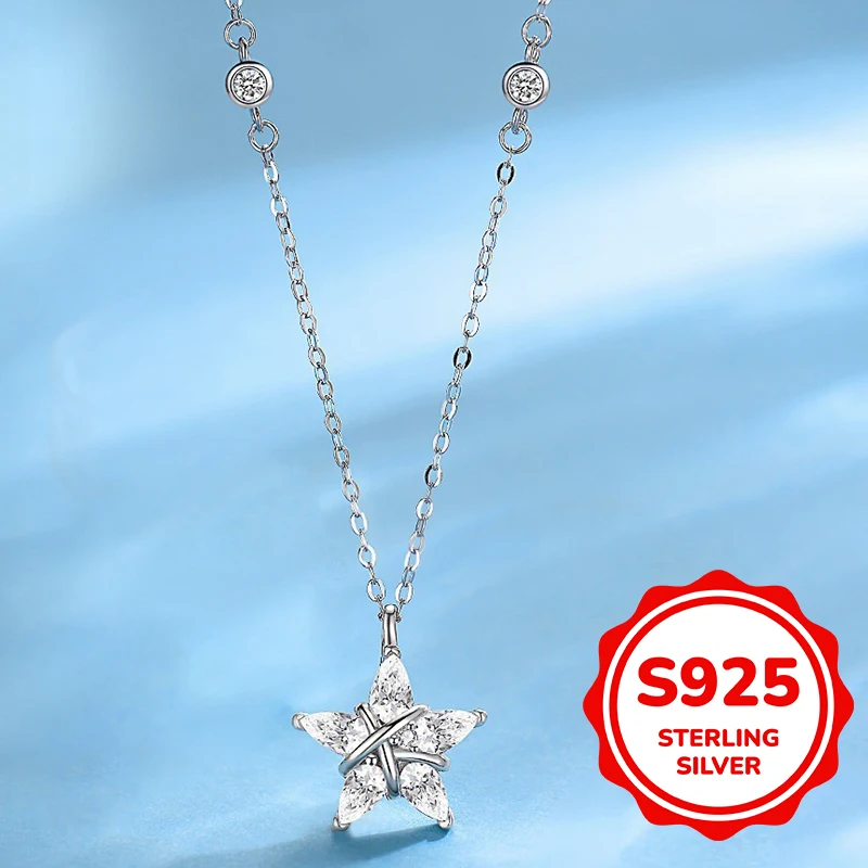 

s925 sterling silver star necklace five-pointed constellation pendant personality versatile high-end niche design birthday gift