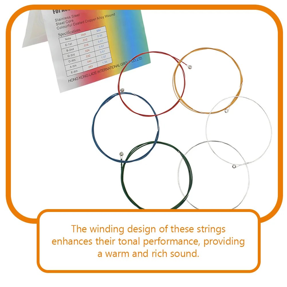 6 個の合金ギター弦カラフルなコーティングされたアコースティック弦交換用クラシックフォークギター用長期耐摩耗性チューニング