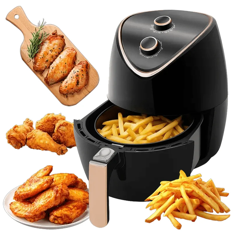 1400W Heißluftfritteuse 5,5L, Dual‑Knob Steuerung Airfryer, 360° Heißluft Minibackofen, Antihaft‑Frittierkorb spülmaschinenfest, Timer‑Funktion,Schnelles Aufheizen,Öl‑freies kalorienarmes Frittieren