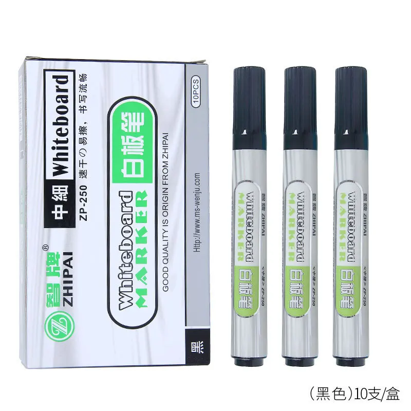 10pcs Whiteboard Marker Set,2.0mm Nib,Black Blue Red High-Volume Ink,Office Teaching Pen,Clear Handwriting & Easy Erasure