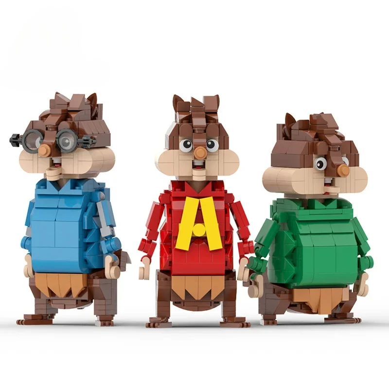 MOC Classic Animated Cartoon Doll Building Blocks Set Alvin Chipmunk Squirrel Golden Chipmunk Model DIY Kids Puzzle Toys Gift