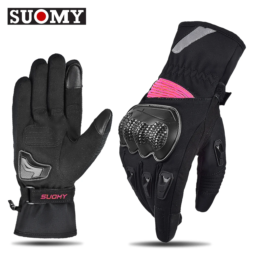 

Suomy Women Winter Motorcycle Gloves Lady Pink 100% Waterproof Motorbike Riding Gloves Female Guantes Moto Luvas Touch Screen