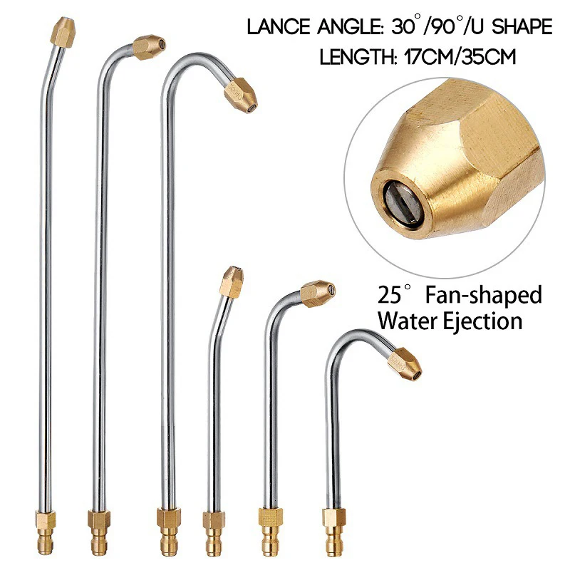 

1 шт. 1/4 быстроразъемный адаптер для мойки высокого давления 250 бар 30 ° /90 ° /U-образная удлинительная насадка, распылитель водяного пистолета, очиститель автомобиля