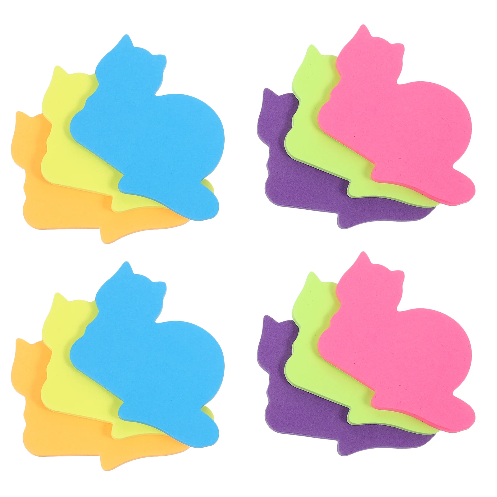 

12pcs Cartoon Memo Stickers Cat Shaped Adhesive Paper Colorful Reminder Portable Notepad for Books
