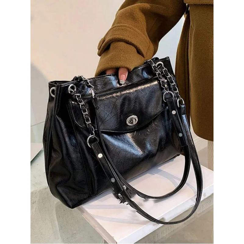 

Lightweight, Business Casual Twist Lock Shoulder Tote Bag For Teen Girls Women College Students, Rookies & White-Collar Workers