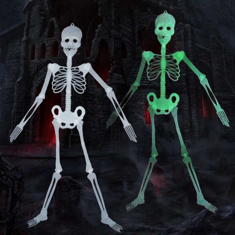 1pc horror nottilucus scheletro decorazione di Halloween oggetti di scena casa stregata giocattoli divertenti ciondolo scheletro umano