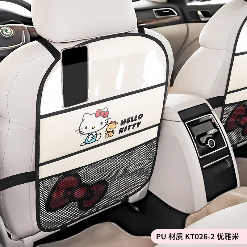 Sanrio Car Seat Back Anti-kick Pad Storage Bag Rear Seat Storage Cartoon Hello Kitty Storage Hanging Bag Car Accessories Gift