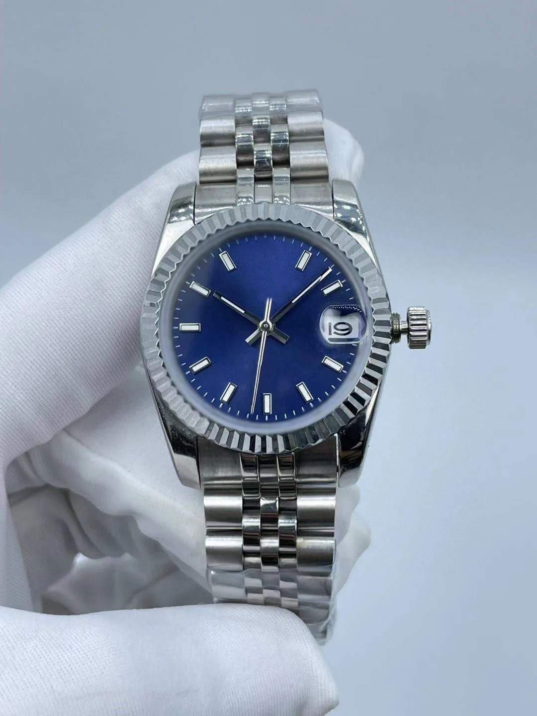 Reloj de pulsera para mujer, esfera azul, 31mm, correa de acero 316, reloj para cada ocasión