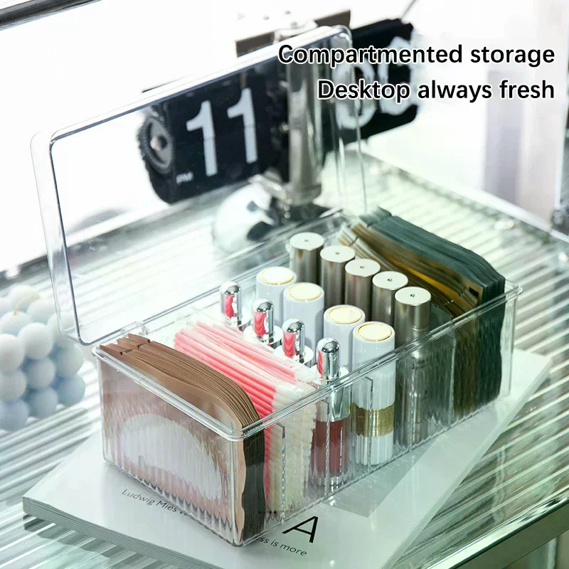 /JCS/Transparent Phone Case False Eyelash Organizer Storage Box With Cover Home Desktop Plastic Manicure Storage Basket With Lid