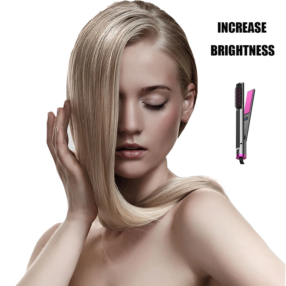 3 في 1 مكواة فرد الشعر للسفر المهنية كبيرة السيراميك PTC التدفئة حديد مسطح أربعة والعتاد تعديل درجة الحرارة الأيونية 60 واط