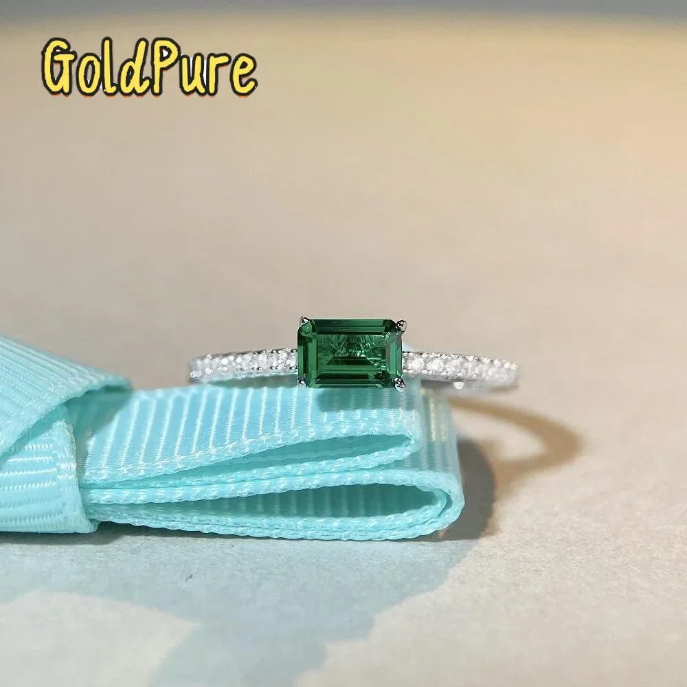 

Goldpure Luxury Solid Platinum PT950 18K gold Emerald Ring Women's Full Diamond Ins Style Small Square Sugar Women's Ring