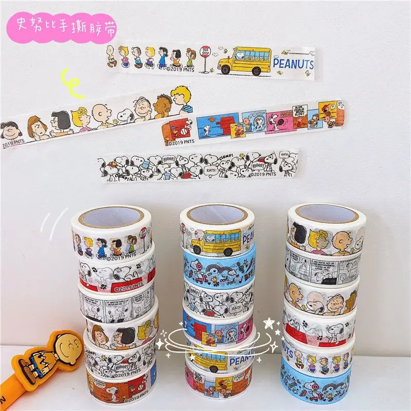 New Snoopy Kawaii Cute Paper Tape Ledger Material Anime Seal Strip Tearable Practical DIY Ins Cute Girl Birthday Gift Wholesale