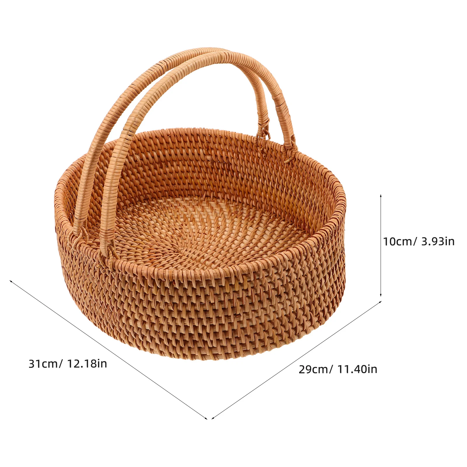 Grand panier de rangement en rotin, organisateur naturel tissé à la main pour fruits et légumes, collations, pain pique-nique voyage cuisine extérieure