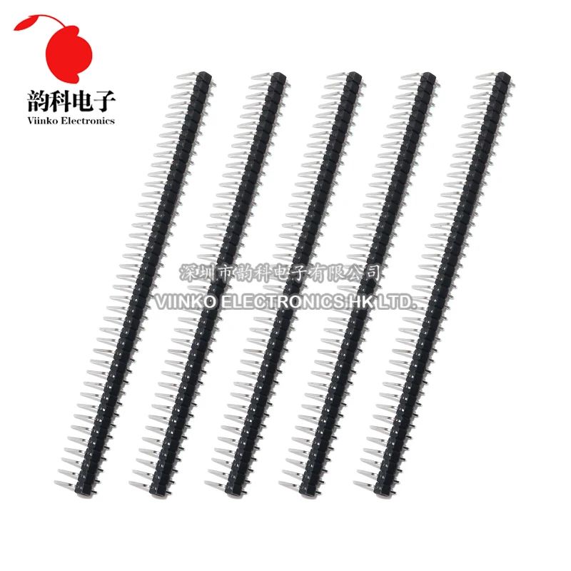 10pcs 40 Pin 1x40 Single Row Male 2.54mm Breakable Pin Header Right Angle Connector Strip bending