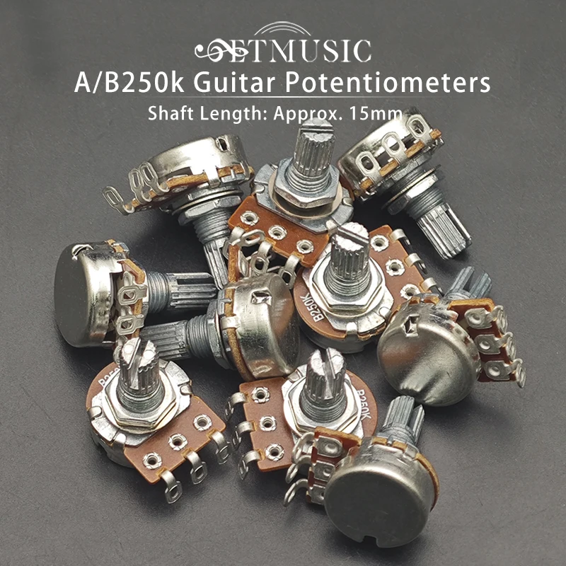 

10 шт. A250K/B250K 15 мм электрическая бас-гитара громкость тональные потенциометры аудио переключатель тона потенциометр