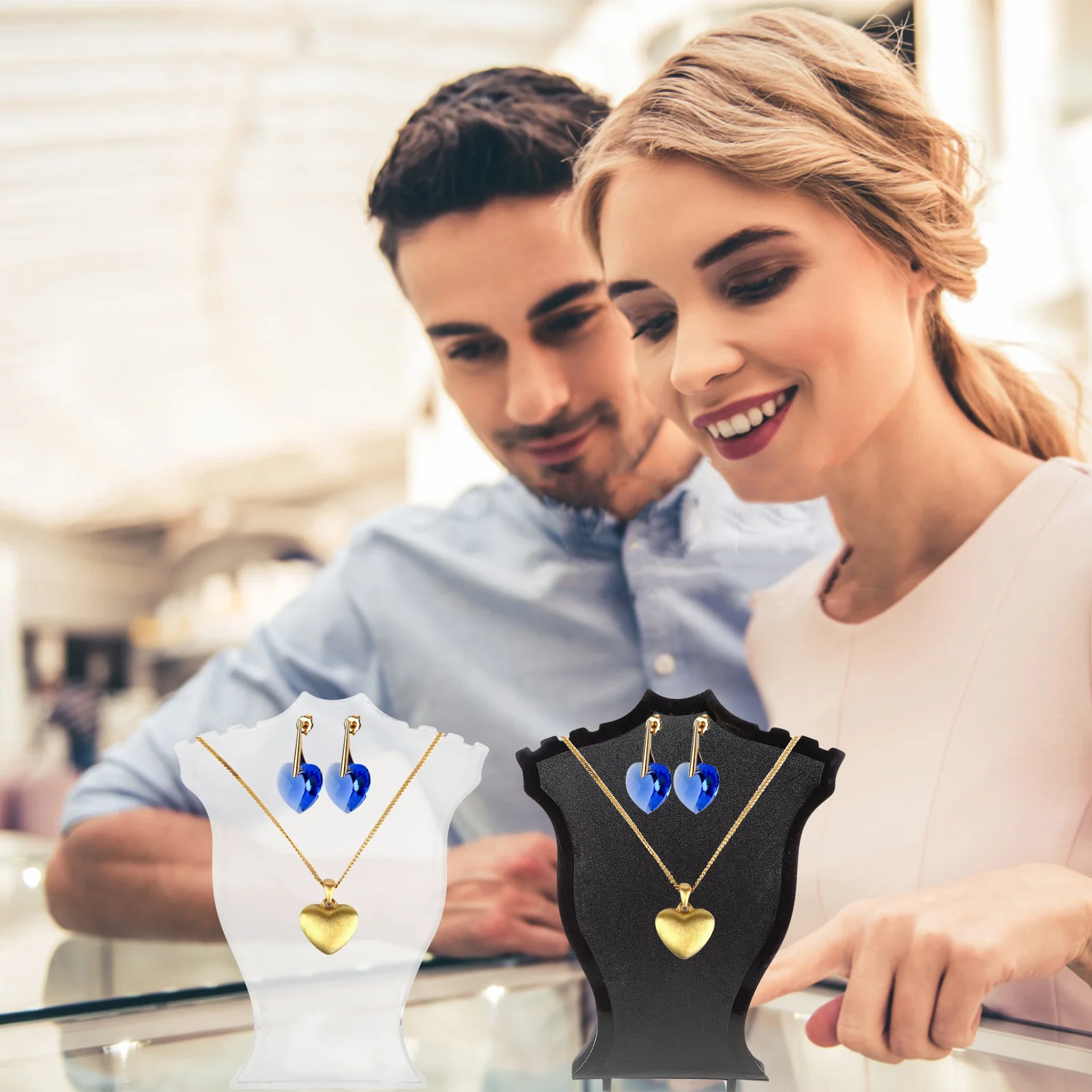 

2pcs Necklace Jewelry Display Holder Stand Bust For Home Store Trade Shows Organizer Easy Storage Holder Stand