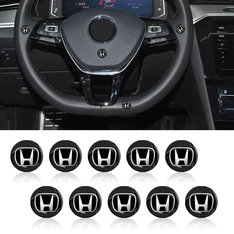 10PCS Creative Logo Button Steering Wheel Audio Sticker Good For Honda Civic accord Fit Jazz CR-V Accord Prelude Shuttle SEA