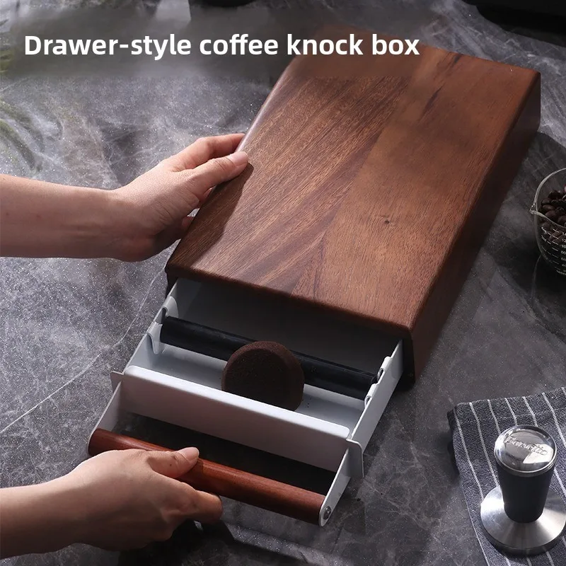 walnut-coffee-knock-box-drawer-stainless-steel-grounds-container-with-non-slip-base-heavy-duty-barista-tool-coffee-accessories