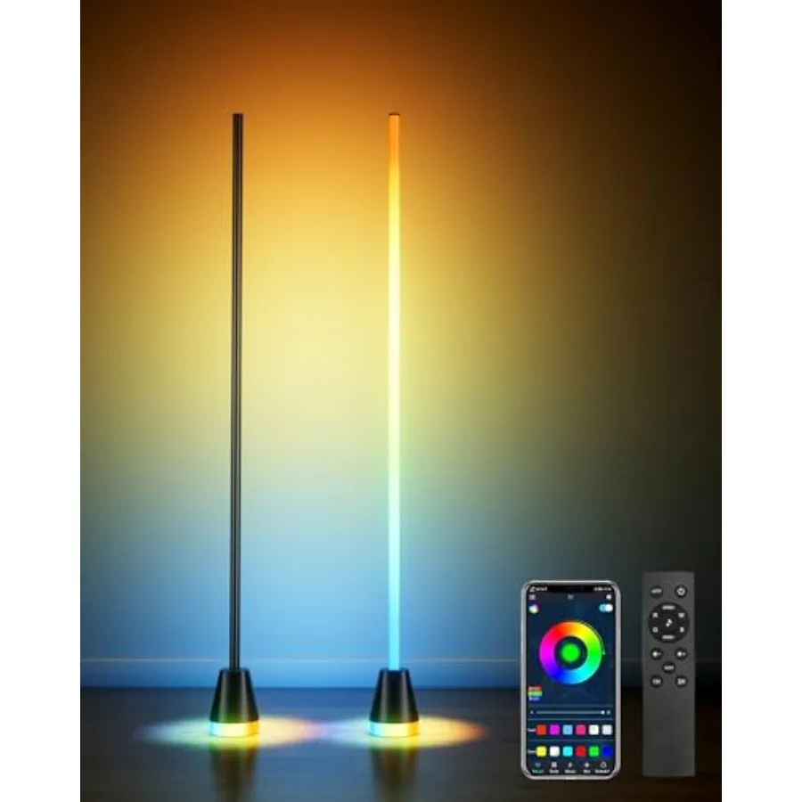 

Умный угловой напольный светильник Pack Corner с RGB LED подсветкой, управлением через приложение и пультом ДУ, 7 режимов освещения и 6 миллионов изменяющихся цветов, на подставке