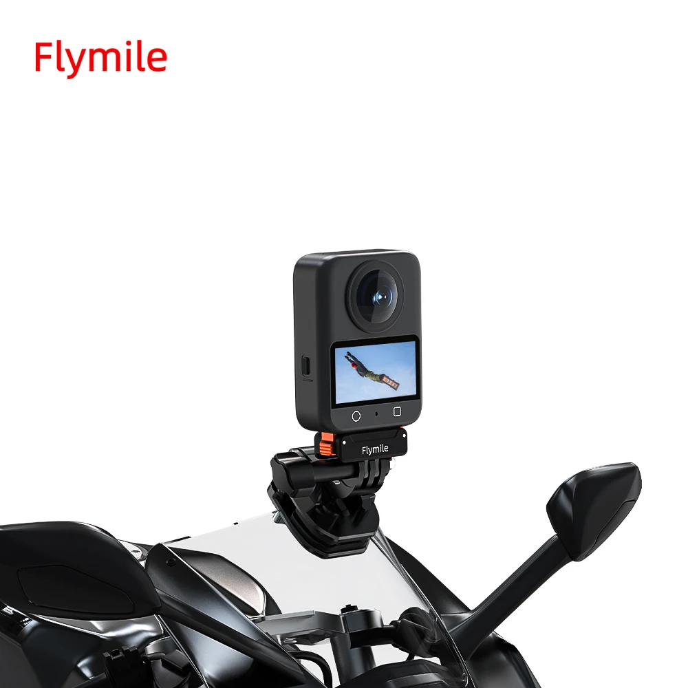 

Flymile Motorcycle Windshield Clip Camera Mount for Insta360 X5/Ace Pro 2/DJI Action 5 Pro/OSMO 360 Accessories Camera Clamp