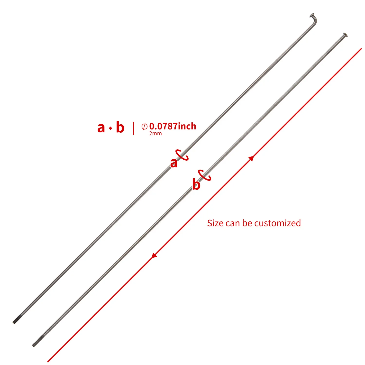 Gr5 Titanium Bicycle Spokes, Straight and Bending Head