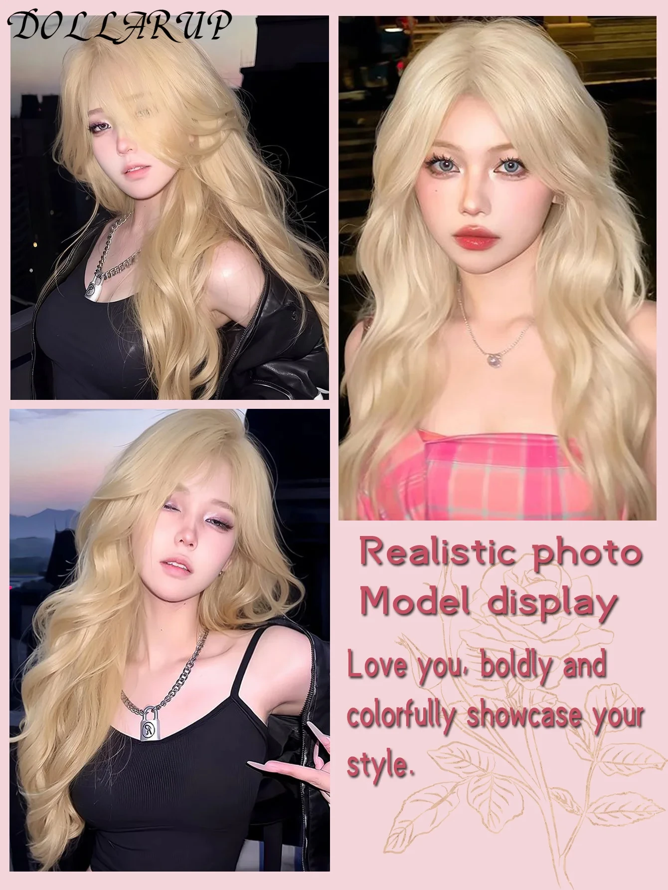 JKL Blonde Wig for Women Long Straight Blonde Brown Wig Asian American Lace Front Synthetic Wig for Daily Use Cosplay Ombre Pelu