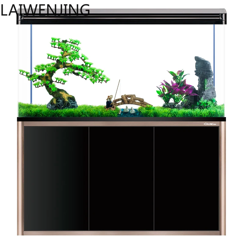 

HLZ aquarium living room floor-to-ceiling household large lazy ecological water-free glass goldfish tank with cabinet