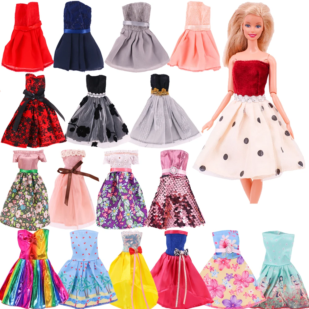 30cm Barbies Doll Clothes Fashion Off-shoulder Bow Evening Dress Princess Skirt Sequin Skirt For 11.5Inch Girl Doll,BJD&Blyth,AG