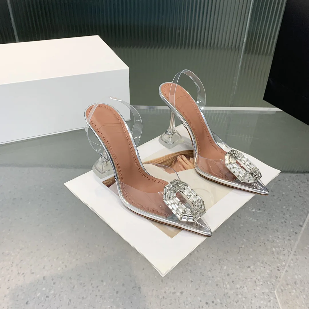 

Women's Shoes Begum Glass Sling Transparent Pvc Wedding Pumps Begum Crystal-embellished Pvc Slingback Party Pumps