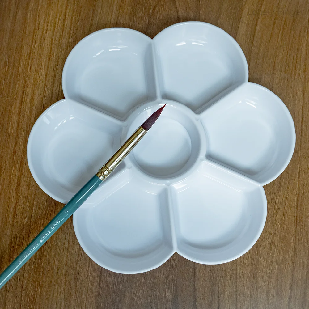 7-Well Plastic Paint Palette:  Watercolor Palette Plastic Paint Palette Tray for Gouache Painting, Round