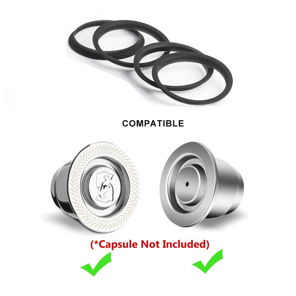 Recafimil Black Silicone O-rings for Nespresso Stainless Steel Refillable Capsules Body Cup Rubber Ring