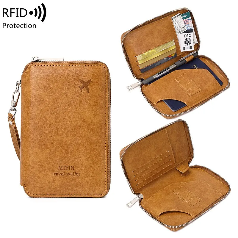 Multifunctional PU Leather Travel Accessory Passport Holder Minimalist and Fashionable RFID Passport Holder Wallet Holder Unisex