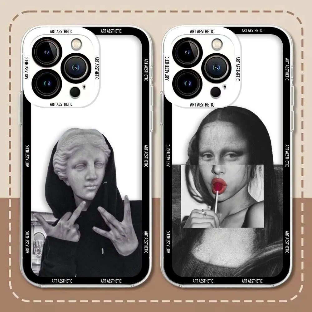 Renaissance M-Mona L-Lisa Art Cover Clear Phone Case For Xiaomi Redmi Note 12 12S 11 11T 11S 10 9 10S 9S 9T 8 Pro Max Plus Case