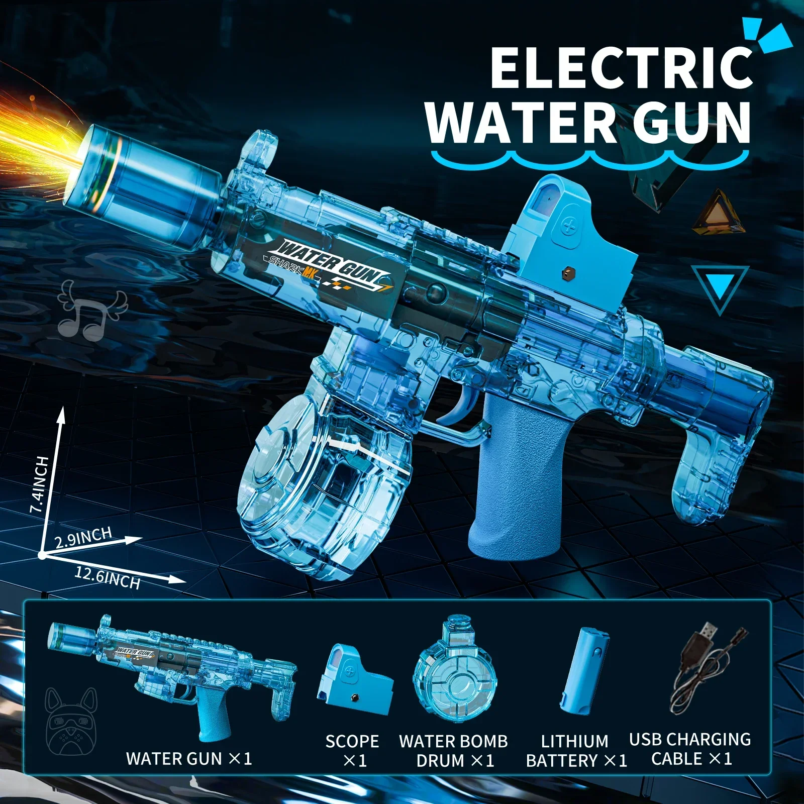 Simulierte Schuss- und Rückstoßfunktion Elektrische Wasserpistole Spielzeug für Kinder Automatische Sensorlichter Wasserpistole Sommer Outdoor Strand Kinderspielzeug – Detail 9