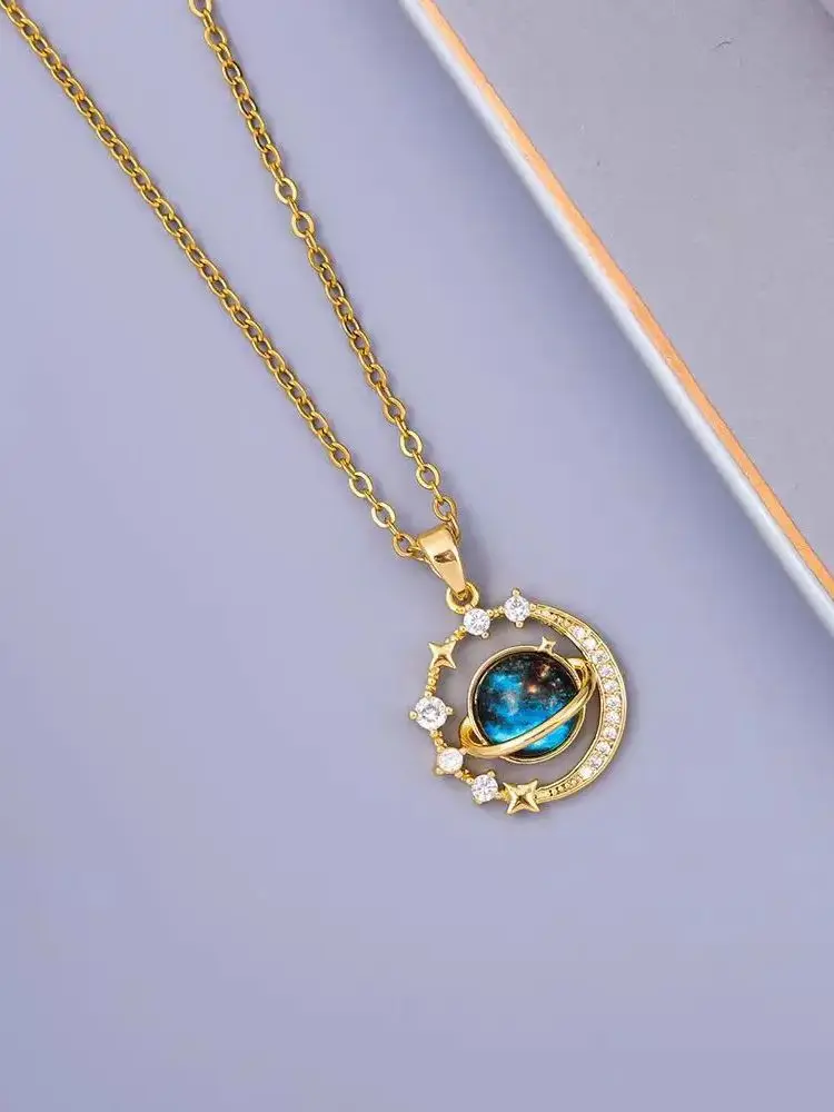 Starry Planet, Light Luxury Charm, Full Diamond Necklace, Versatile Clavicle Chain, European and American Fashion, Light Luxury image 6