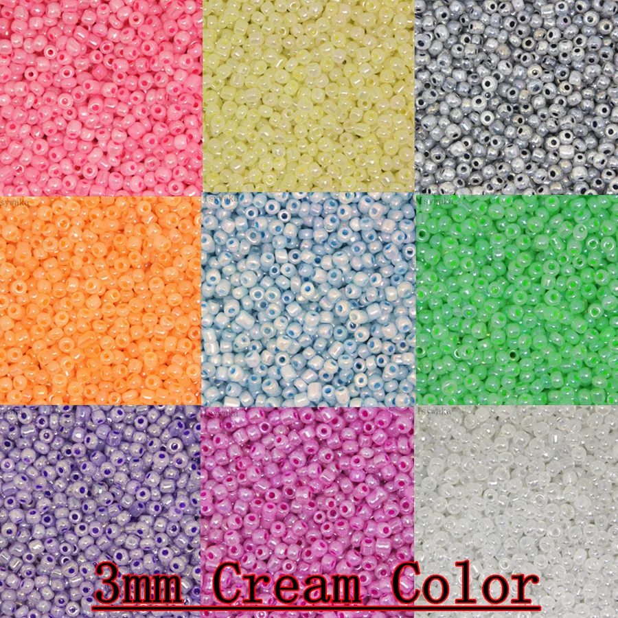 3mm 300pcs Cream Color Czech Glass Seed Spacer Beads Austria Crystal Round Beads For Kids Jewelry DIY Making Accessorie