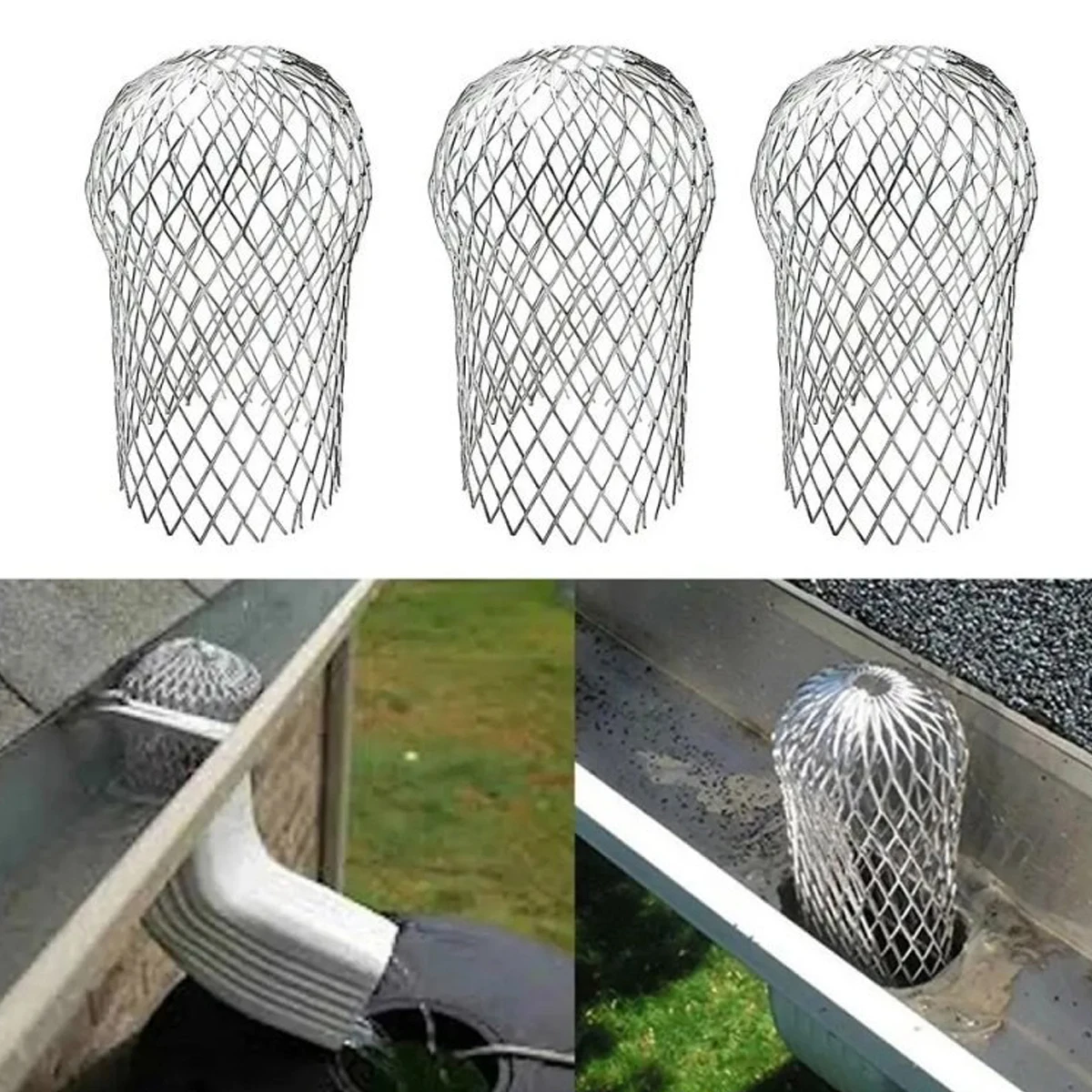 Gutter Drain Pipe Anti-blocking Leaf Filter Mesh Cover Adjustable Metal Rain Sediment Interceptor Balcony Garden Supplies Home