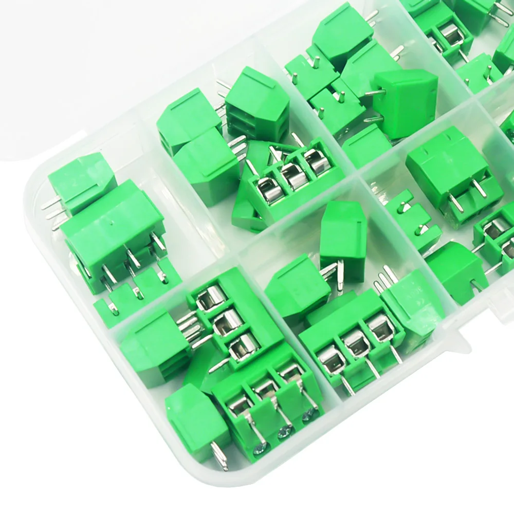 50 Pcs/BOX Pitch 5.0mm Straight Pin 2P 3P Screw PCB Terminal Block Connector 10A 300V 24-18AWG