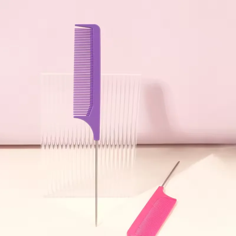 Professional Hair Tail Combs Stainless Steel Salon Cut Styling Comb Spiked Hair Care Styling Tools Barber Accessories Fine Teeth