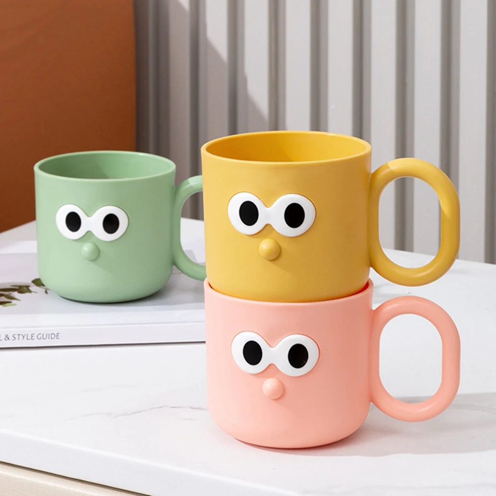 

Cute Cartoon Big Eyes Water Cup Mug Home Plastic Water Cup with Handle Coffee Cold Drink Cup Summer Water Cup Milk Cup