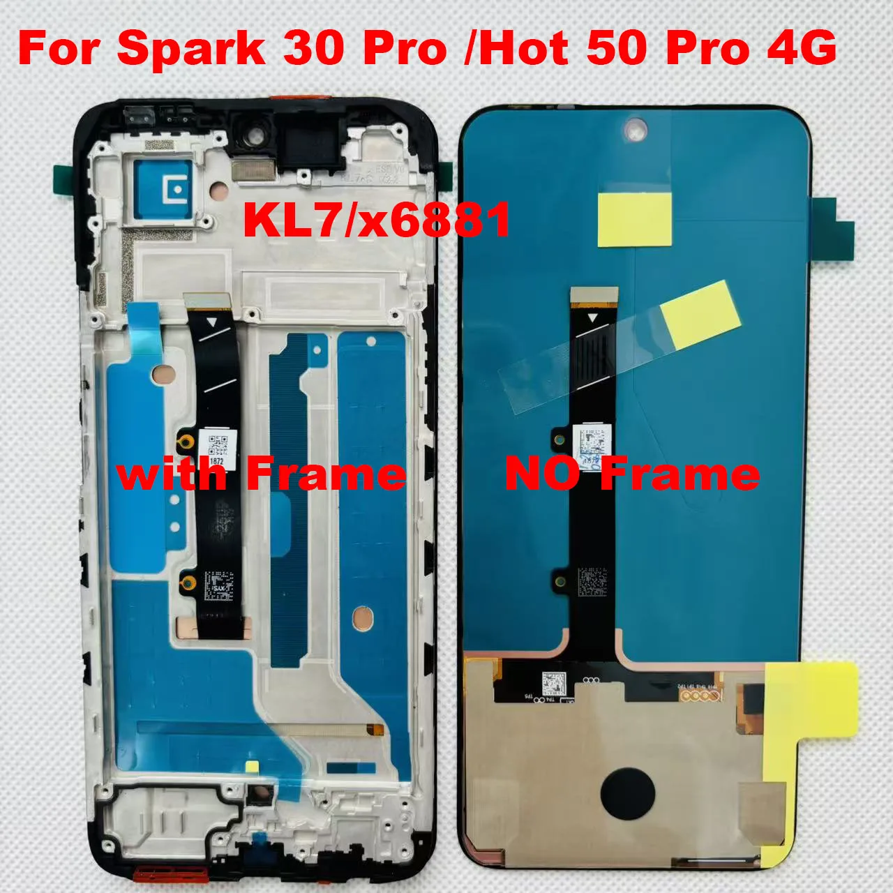 Original Amoled For Infinix Tecno Spark 30 Pro KL7 LCD Display Screen Frame Touch Panel For Infinix Hot 50 Pro 4G x6881 Display