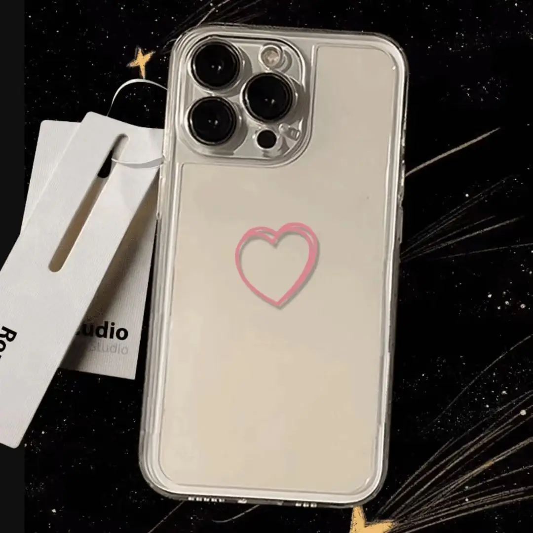 INS Hot Simple Love Phone Case For iPhone 16 15 14 13 12 11 Pro XS MAX 7 XR 8 7 Plus Clear Cover Fundas