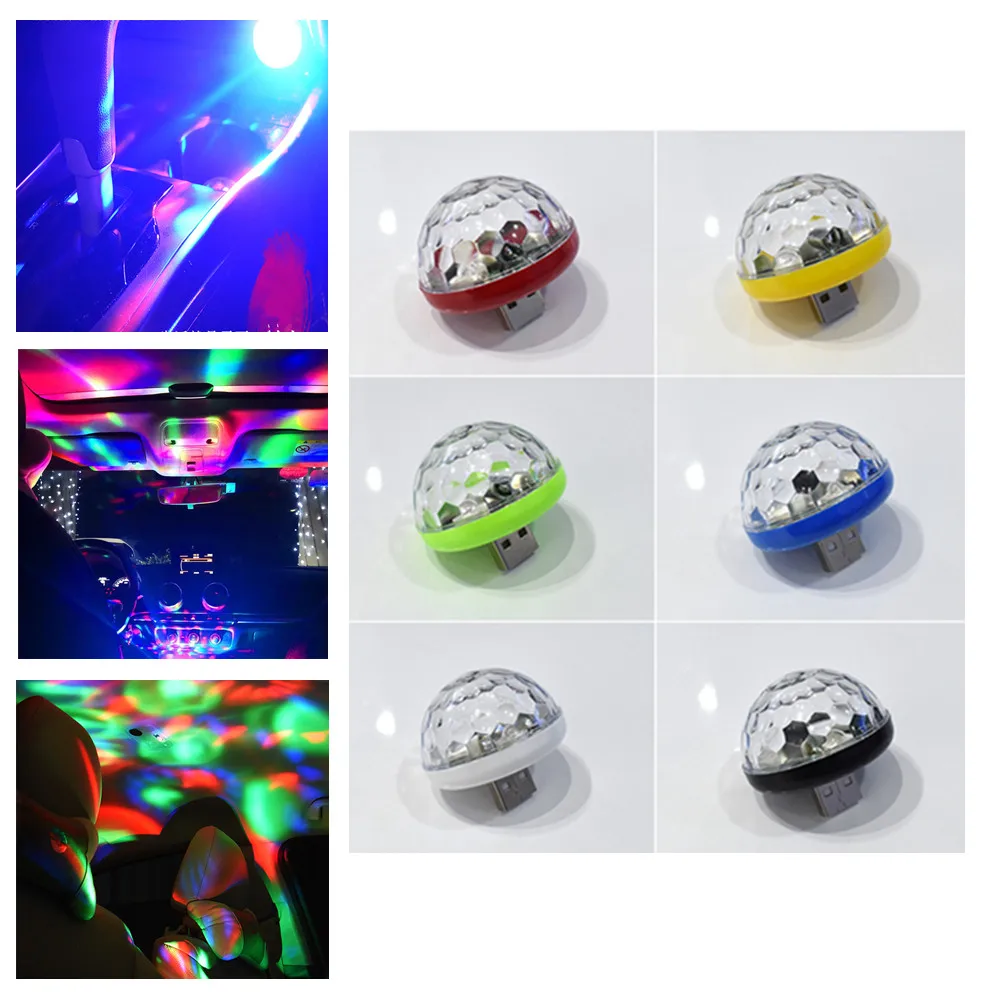 Mini Luz de escenario controlada por voz para coche, luz de sonido de música colorida, 5V, USB, 4 luces Led, accesorios para automóviles, neón