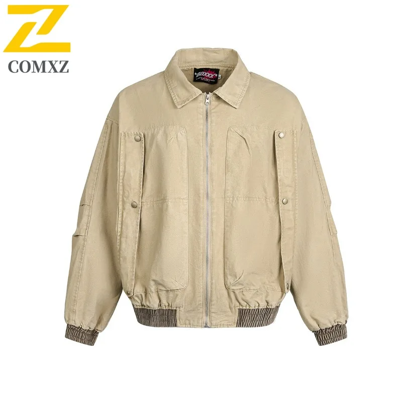 

COMXZ Мужская джинсовая куртка Chaqueta с ветрозащитным дизайном для кемпинга и путешествий, красивая ветровка для отдыха, куртка для велоспорта, минималистичные куртки