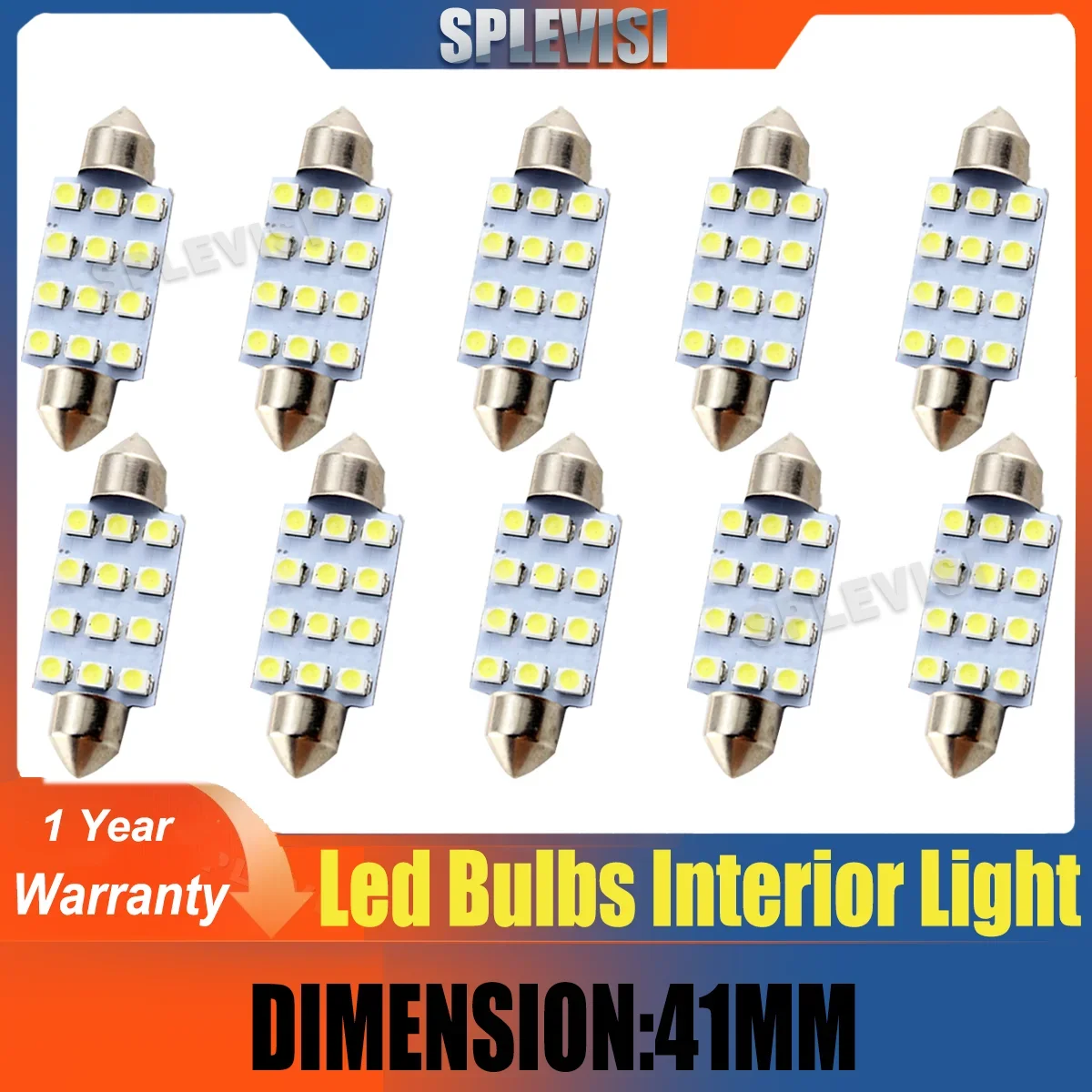 

41MM Plug and Play 578 212 211-2 Festoon LED Interior Courtesy Map Dome Trunk Light Bulbs 6000K White 10Pcs