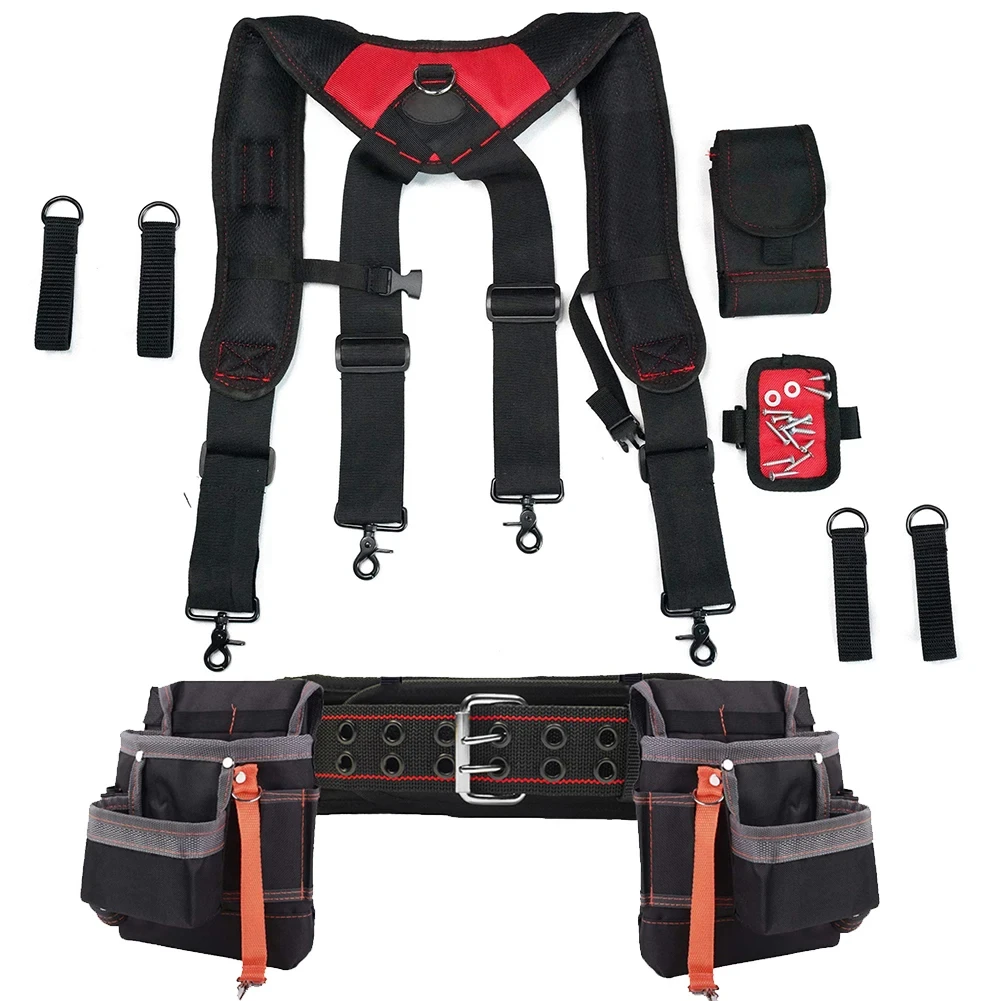 Tool Belt Suspender with Magnetic Wristband for Framer Carpenter Electrician Tool Belt