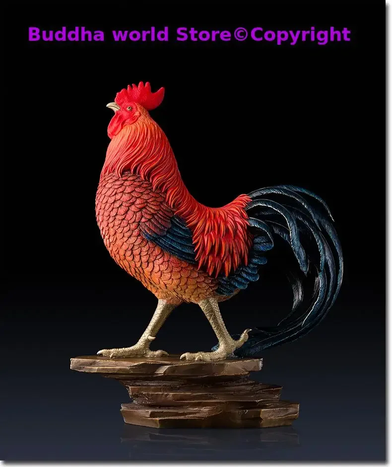 51CM large Asia HOME Company SHOP color Copper TOP Christmas art Fortune COCK DA JI DA LI GOOD LUCK Mascot FENG SHUI statue