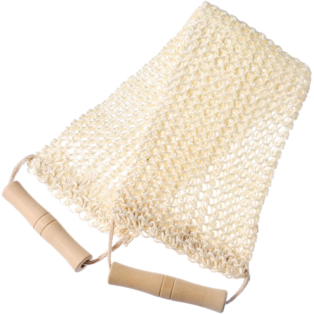 

Bath Strap Body Exfoliating Cloths Towels Scrubber Scarves Wooden Handle Back Sisal Washcloths